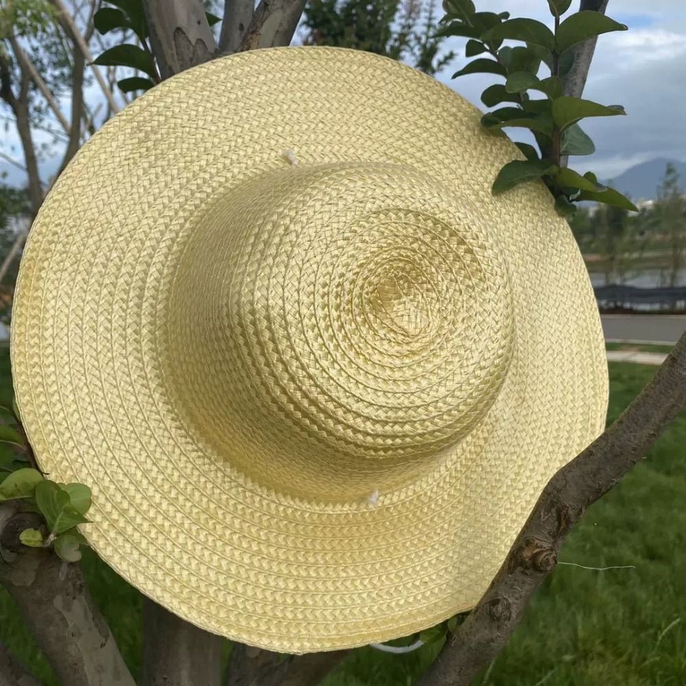 Summer Wide Brim Straw Hat wit - Bucket Hat Straw ulasan dan harga